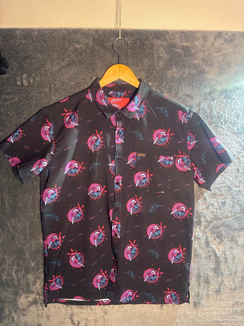 Retro Rifle "Halloween" limited-edition button-down Party Shirt Mens Large Black